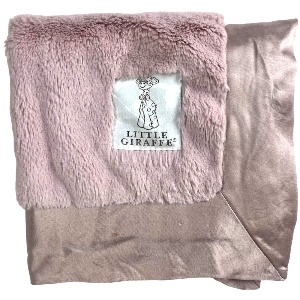 14" Little Giraffe Dark Pink Solid Baby Girl Security Blanket Lovey Satin Plush